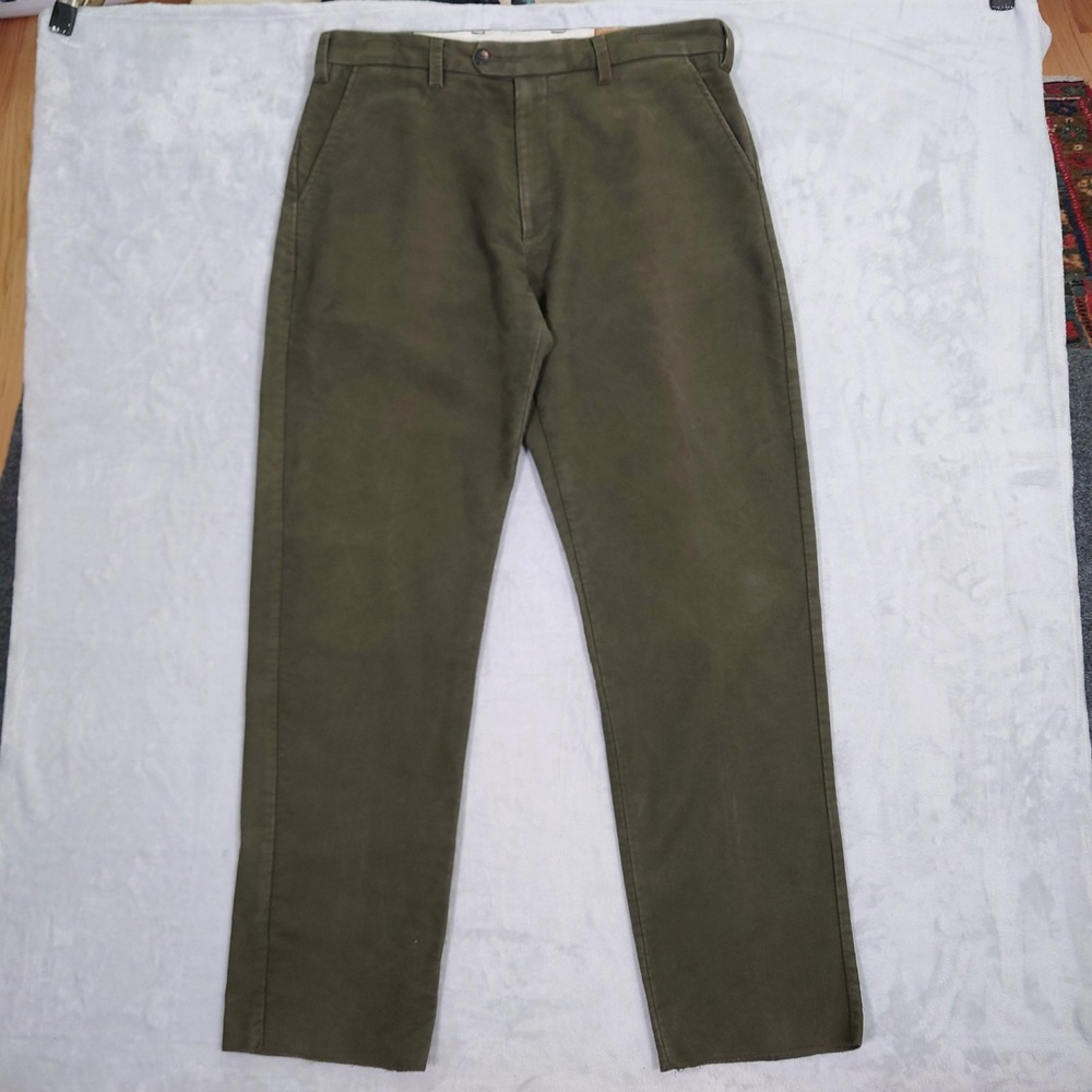 Lewis Creek Moleskin Pants Mens 38 (36x34) Army Green 100% Cotton Heavy Duty